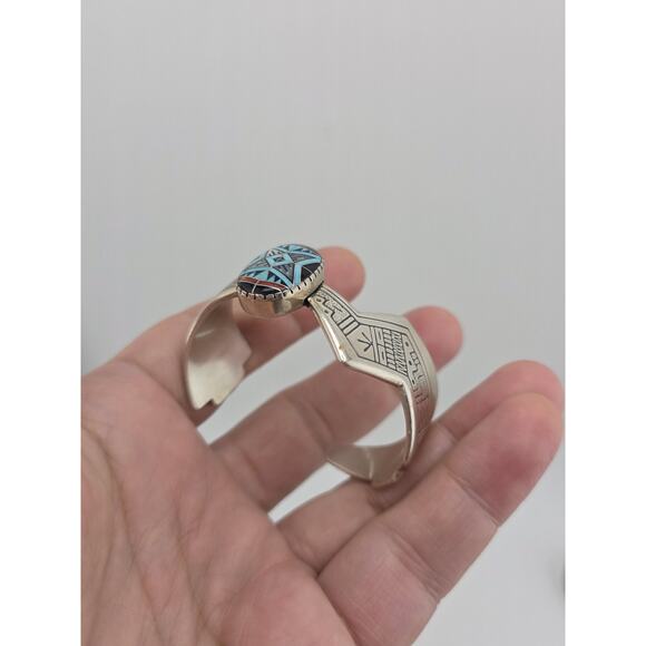 RMT Carolyn Pollack Relios 925 Sterling Southwestern Inlaid Stone Cuff Bracelet - Picture 10 of 15